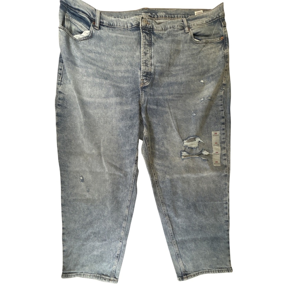 Old Navy Sky-Hi‎ Straight Extra High Rise Distressed Jeans Light Wash Womens 26